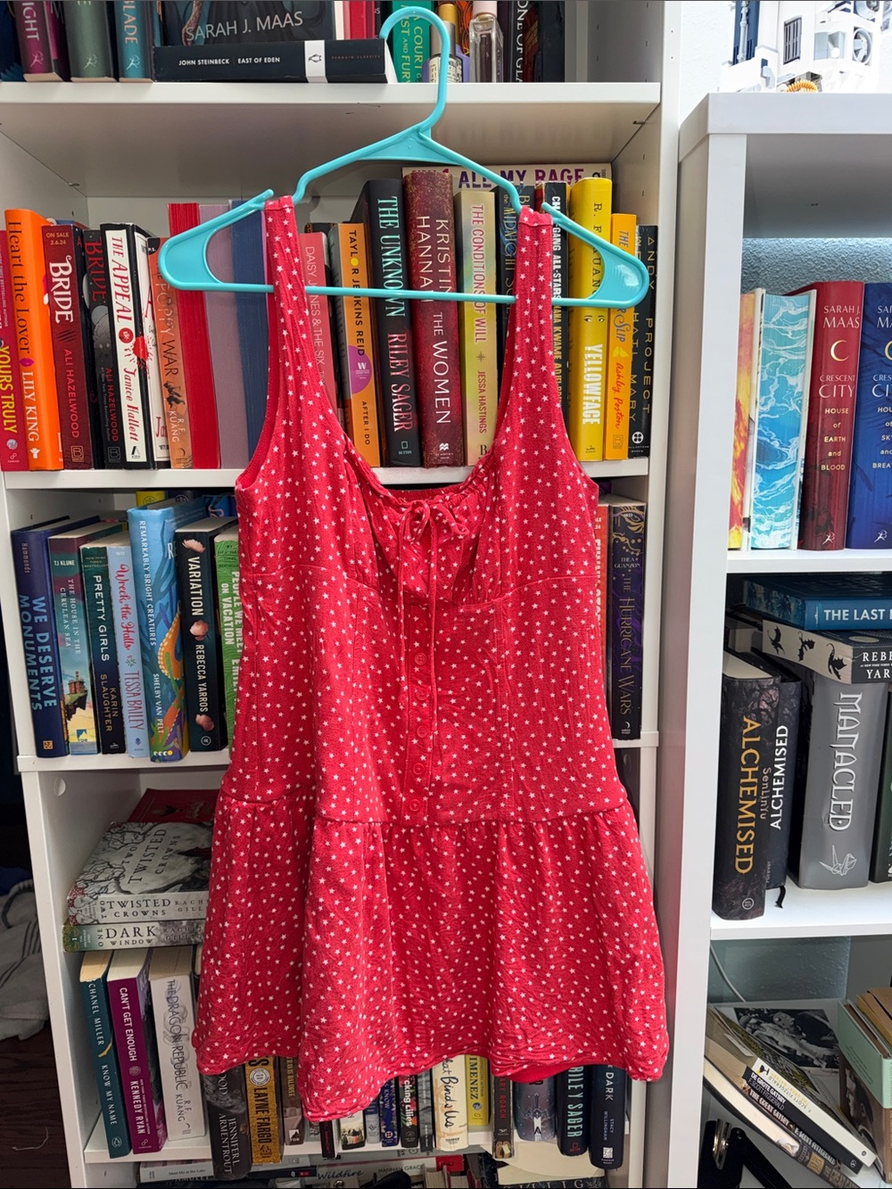 Wild Fabel Red Polka Dot Drop Waist Mini Dress